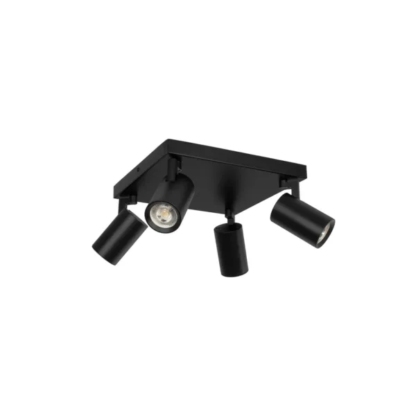 kelvo® SPOTA KLV-101-0146 Μοντέρνο Κινούμενο Φωτιστικό Σποτ Οροφής με Ντουί 4 x GU10 90° AC 220-240V IP20 - Μαύρο Ματ - Μ26 x Π26 x Υ14cm - Image 2