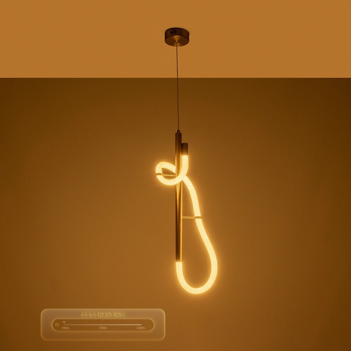 kelvo® GLOW 61680 Μοντέρνο Κρεμαστό Φωτιστικό Οροφής LED 24W 2400lm 360° AC 220-240V IP20 Ρυθμιζόμενο Λευκό CCT με On/Off 2700K/4500K/6000K - Lumileds SMD Chip - Χρυσό Πλατίνα & Λευκό Νήμα - Μ30 x Π30 x Υ66cm - 3 Χρόνια Εγγύηση - Image 12