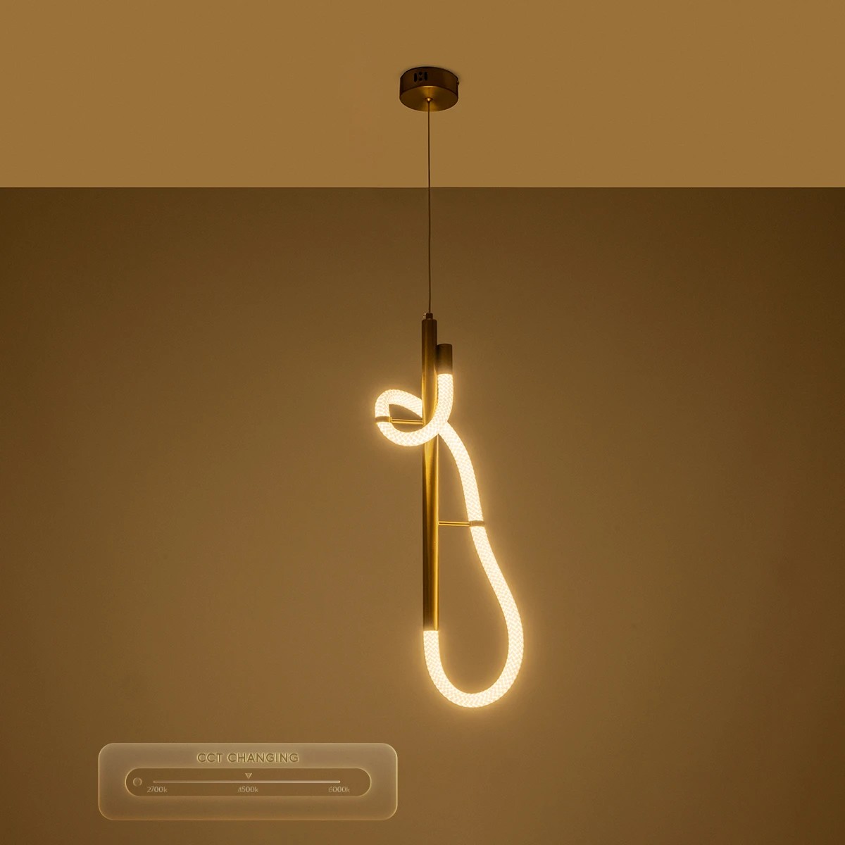 kelvo® GLOW 61680 Μοντέρνο Κρεμαστό Φωτιστικό Οροφής LED 24W 2400lm 360° AC 220-240V IP20 Ρυθμιζόμενο Λευκό CCT με On/Off 2700K/4500K/6000K - Lumileds SMD Chip - Χρυσό Πλατίνα & Λευκό Νήμα - Μ30 x Π30 x Υ66cm - 3 Χρόνια Εγγύηση - Image 13