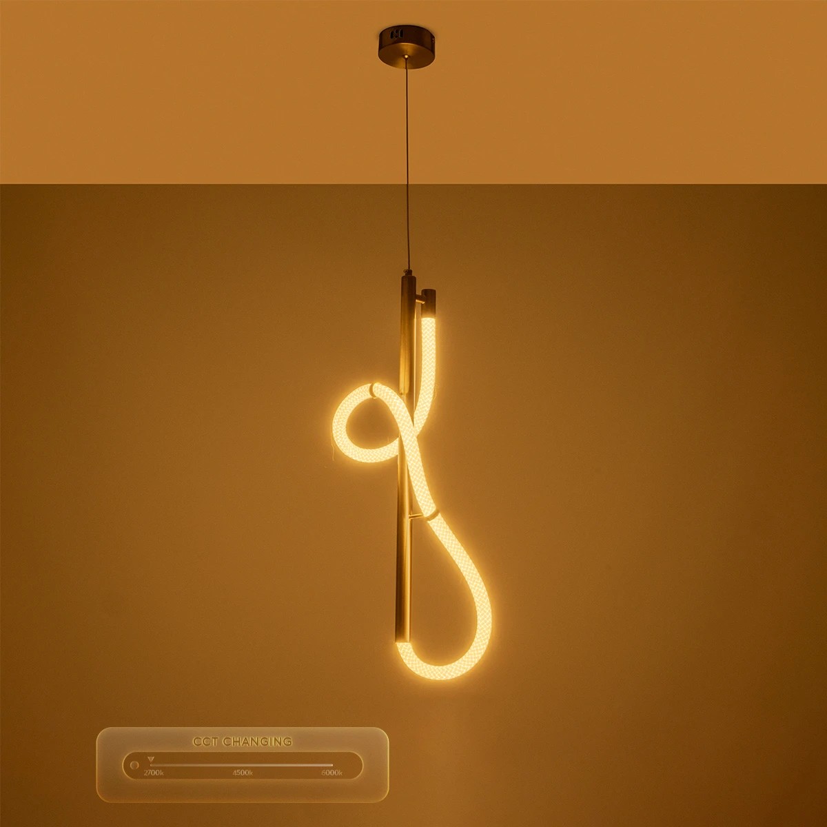 kelvo® GLOW 61681 Μοντέρνο Κρεμαστό Φωτιστικό Οροφής LED 24W 2400lm 360° AC 220-240V IP20 Ρυθμιζόμενο Λευκό CCT με On/Off 2700K/4500K/6000K - Lumileds SMD Chip - Χρυσό Πλατίνα & Λευκό Νήμα - Μ30 x Π30 x Υ70cm - 3 Χρόνια Εγγύηση - Image 12