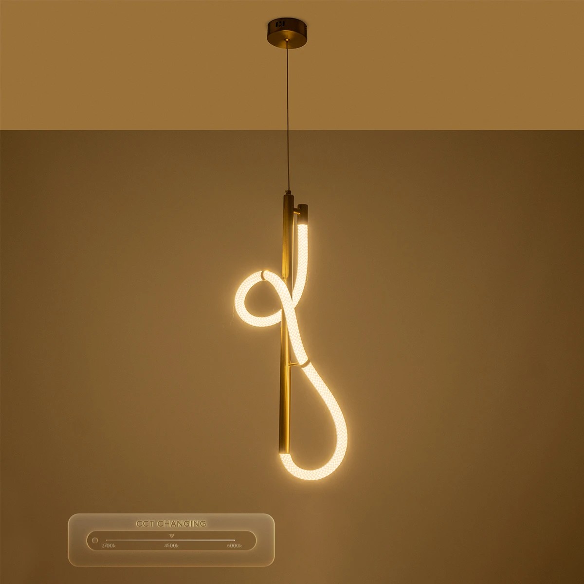 kelvo® GLOW 61681 Μοντέρνο Κρεμαστό Φωτιστικό Οροφής LED 24W 2400lm 360° AC 220-240V IP20 Ρυθμιζόμενο Λευκό CCT με On/Off 2700K/4500K/6000K - Lumileds SMD Chip - Χρυσό Πλατίνα & Λευκό Νήμα - Μ30 x Π30 x Υ70cm - 3 Χρόνια Εγγύηση - Image 13