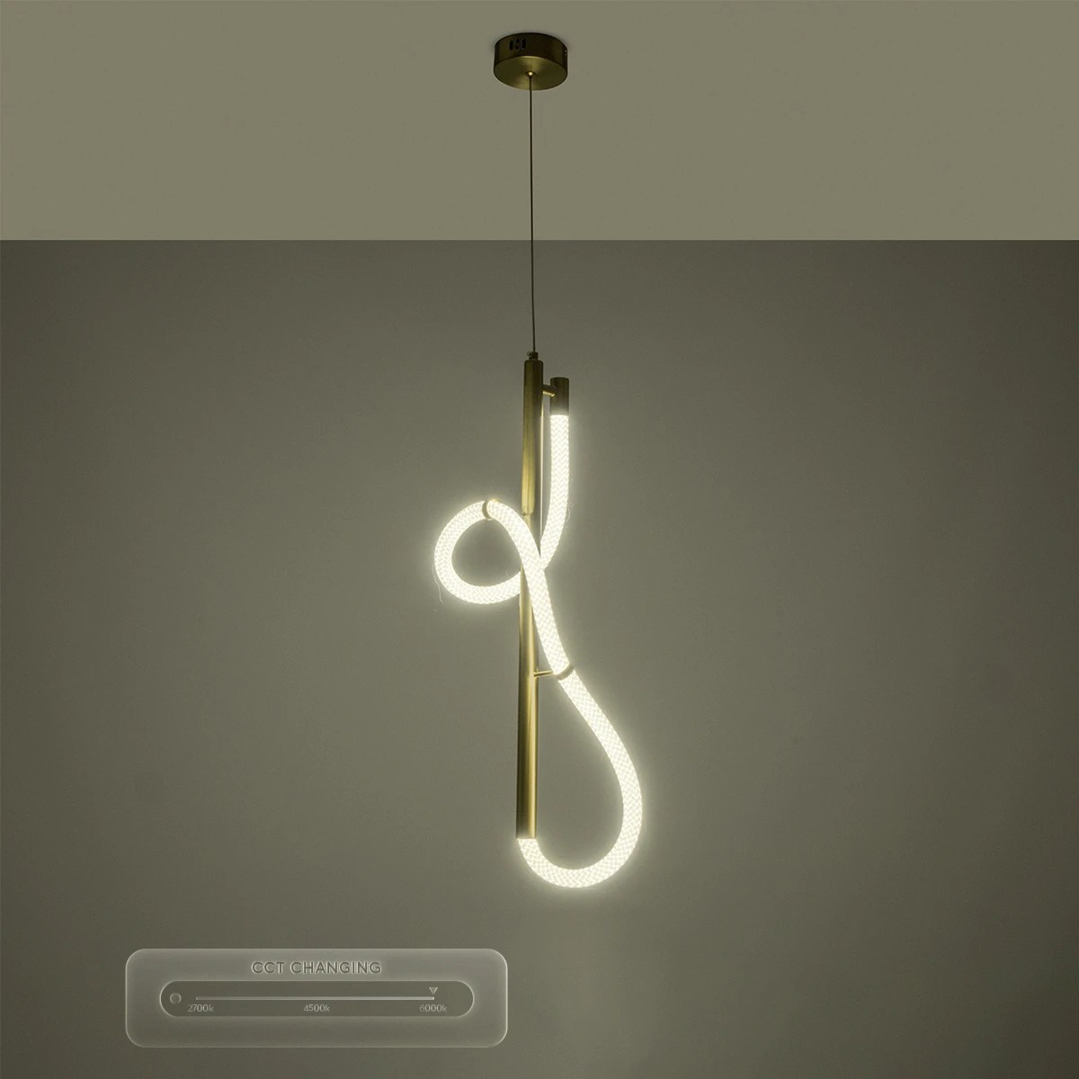 kelvo® GLOW 61681 Μοντέρνο Κρεμαστό Φωτιστικό Οροφής LED 24W 2400lm 360° AC 220-240V IP20 Ρυθμιζόμενο Λευκό CCT με On/Off 2700K/4500K/6000K - Lumileds SMD Chip - Χρυσό Πλατίνα & Λευκό Νήμα - Μ30 x Π30 x Υ70cm - 3 Χρόνια Εγγύηση - Image 14