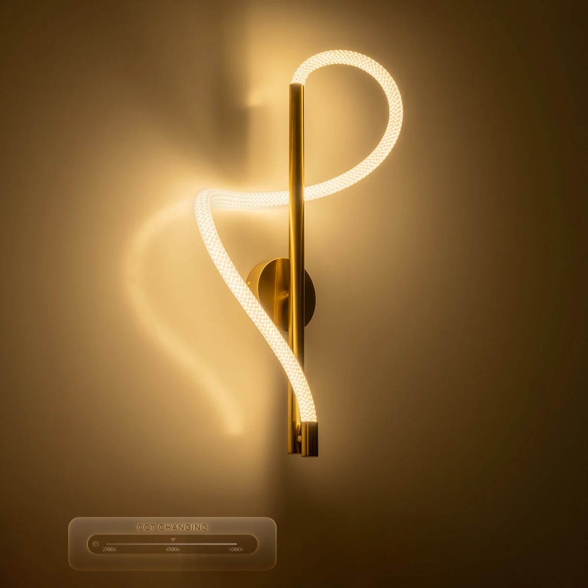 kelvo® GLOW 61682 Μοντέρνο Φωτιστικό Τοίχου - Απλίκα LED 24W 2400lm 360° AC 220-240V IP20 Ρυθμιζόμενο Λευκό CCT με On/Off 2700K/4500K/6000K - Lumileds SMD Chip - Χρυσό Πλατίνα & Λευκό Νήμα - Μ30 x Π15 x Υ70cm - 3 Χρόνια Εγγύηση - Image 10