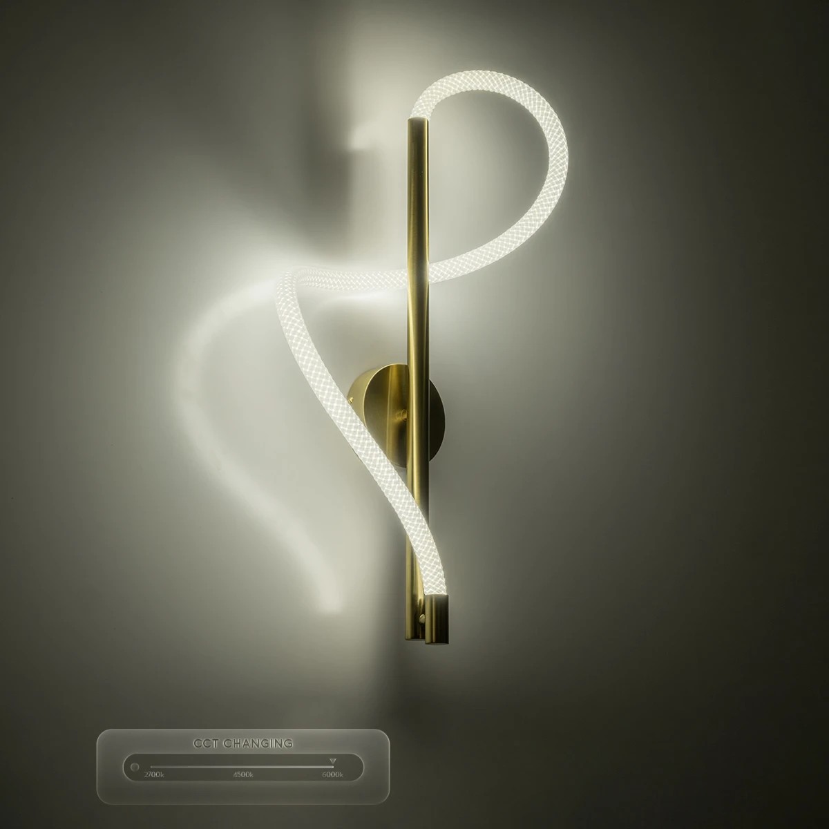 kelvo® GLOW 61682 Μοντέρνο Φωτιστικό Τοίχου - Απλίκα LED 24W 2400lm 360° AC 220-240V IP20 Ρυθμιζόμενο Λευκό CCT με On/Off 2700K/4500K/6000K - Lumileds SMD Chip - Χρυσό Πλατίνα & Λευκό Νήμα - Μ30 x Π15 x Υ70cm - 3 Χρόνια Εγγύηση - Image 11