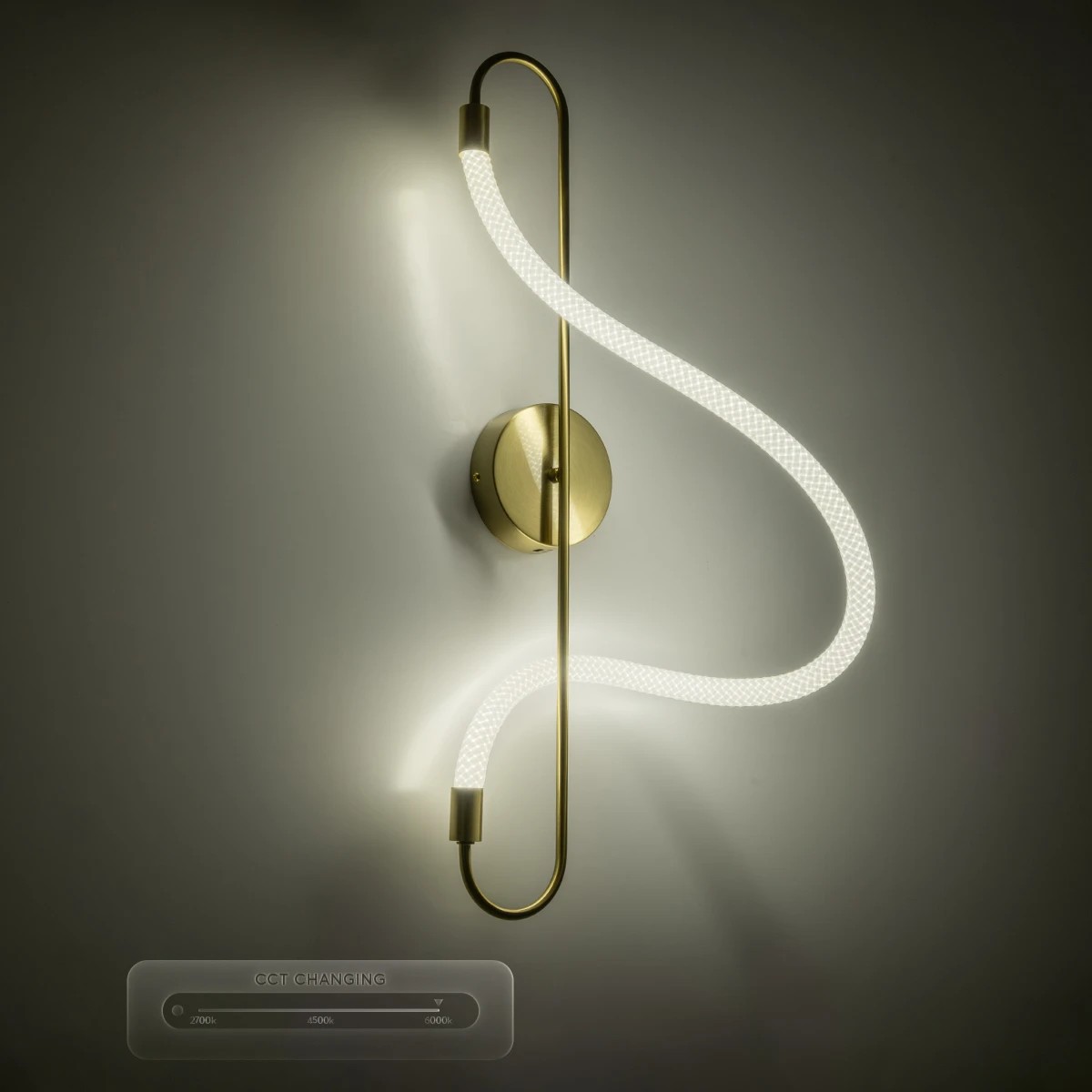 kelvo® GLOW 61683 Μοντέρνο Φωτιστικό Τοίχου - Απλίκα LED 18W 1800lm 360° AC 220-240V IP20 Ρυθμιζόμενο Λευκό CCT με On/Off 2700K/4500K/6000K - Lumileds SMD Chip - Χρυσό Πλατίνα & Λευκό Νήμα - Μ30 x Π15 x Υ70cm - 3 Χρόνια Εγγύηση - Image 11