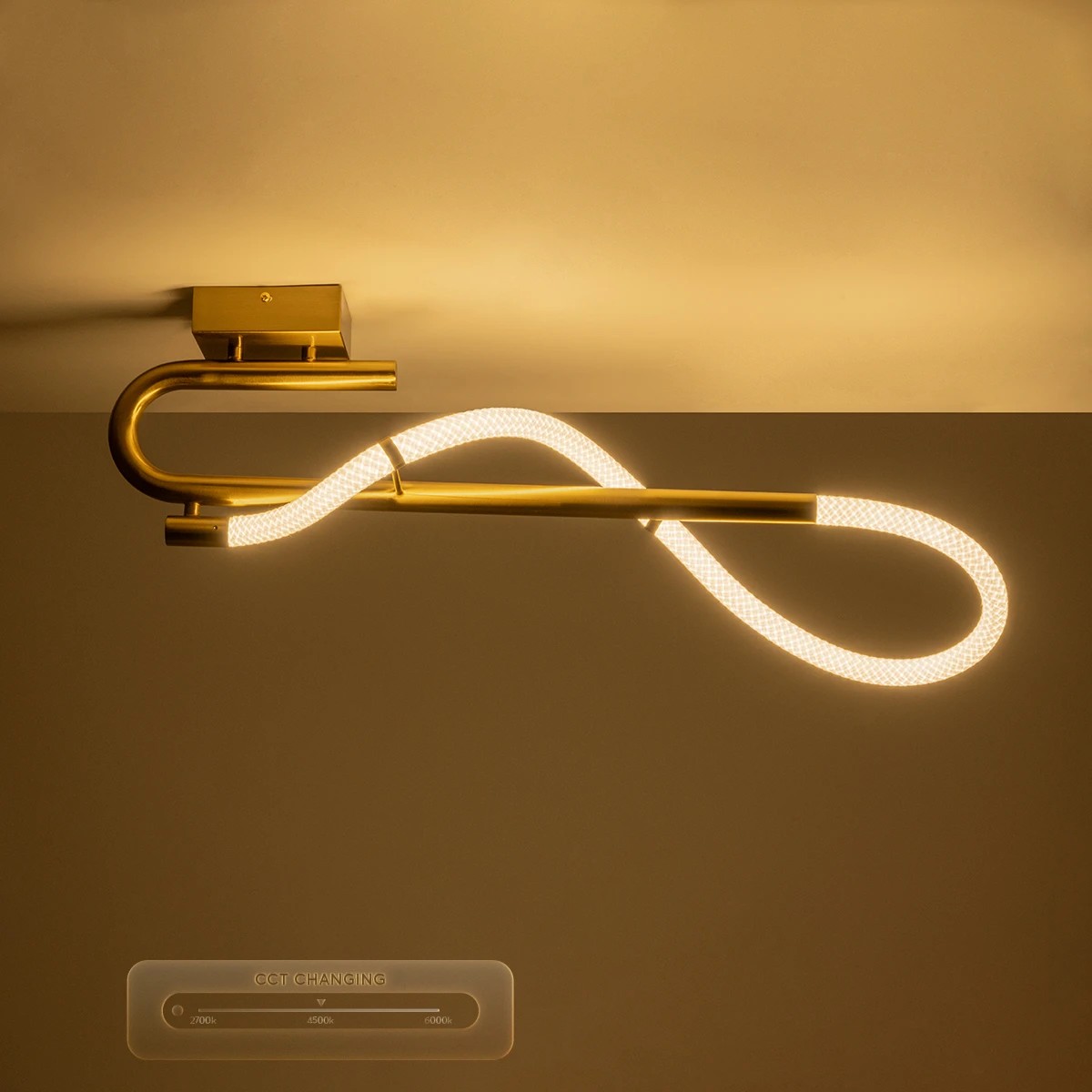 kelvo® GLOW 61684 Μοντέρνο Φωτιστικό Οροφής LED 18W 1800lm 360° AC 220-240V IP20 Ρυθμιζόμενο Λευκό CCT με On/Off 2700K/4500K/6000K - Lumileds SMD Chip - Χρυσό Πλατίνα & Λευκό Νήμα - Μ65 x Π30 x Υ30cm - 3 Χρόνια Εγγύηση - Image 11