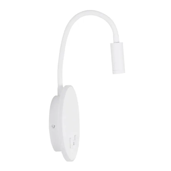 GLOBOSTAR® GOOSE 61693 Μοντέρνο Φωτιστικό Τοίχου - Απλίκα Ξενοδοχείου Reading Light με Φορτιστή USB 3A LED 6W 600lm 36° & 360° AC 220-240V IP20 Θερμό Λευκό 2700K - Bridgelux COB Chip & TÜV SÜD Driver - Λευκό Ματ - Μ15.5 x Π22.5 x Υ30cm - 3 Χρόνια Εγγύηση - Image 3