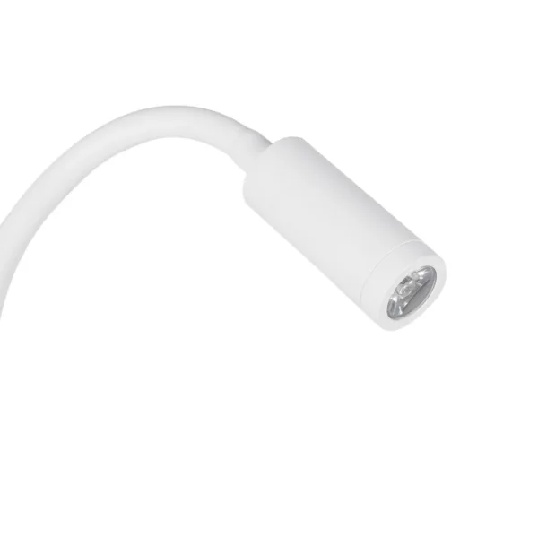 GLOBOSTAR® GOOSE 61693 Μοντέρνο Φωτιστικό Τοίχου - Απλίκα Ξενοδοχείου Reading Light με Φορτιστή USB 3A LED 6W 600lm 36° & 360° AC 220-240V IP20 Θερμό Λευκό 2700K - Bridgelux COB Chip & TÜV SÜD Driver - Λευκό Ματ - Μ15.5 x Π22.5 x Υ30cm - 3 Χρόνια Εγγύηση - Image 4
