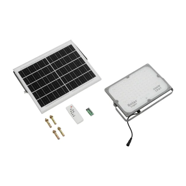 GLOBOSTAR® LUMOVOX 73068 Προβολέας LED 200W 10000lm 120° DC 5V με Φωτοβολταϊκό Panel 5V 12W & Επαναφορτιζόμενη Μπαταρία Li-ion 3.2V 10000mAh Αδιάβροχο IP65 Ψυχρό Λευκό 6000K - 180 x SMD2835 Sanan Chip - Γκρι Ανθρακί - Μ29 x Π0 x Υ19cm - 2 Χρόνια Εγγύηση - Image 10