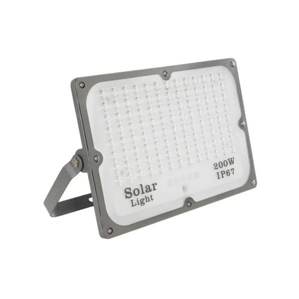 GLOBOSTAR® LUMOVOX 73068 Προβολέας LED 200W 10000lm 120° DC 5V με Φωτοβολταϊκό Panel 5V 12W & Επαναφορτιζόμενη Μπαταρία Li-ion 3.2V 10000mAh Αδιάβροχο IP65 Ψυχρό Λευκό 6000K - 180 x SMD2835 Sanan Chip - Γκρι Ανθρακί - Μ29 x Π0 x Υ19cm - 2 Χρόνια Εγγύηση - Image 2