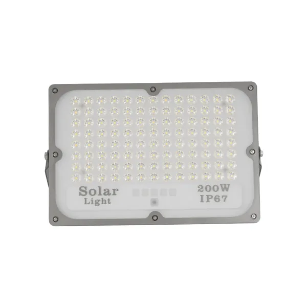 GLOBOSTAR® LUMOVOX 73068 Προβολέας LED 200W 10000lm 120° DC 5V με Φωτοβολταϊκό Panel 5V 12W & Επαναφορτιζόμενη Μπαταρία Li-ion 3.2V 10000mAh Αδιάβροχο IP65 Ψυχρό Λευκό 6000K - 180 x SMD2835 Sanan Chip - Γκρι Ανθρακί - Μ29 x Π0 x Υ19cm - 2 Χρόνια Εγγύηση - Image 4