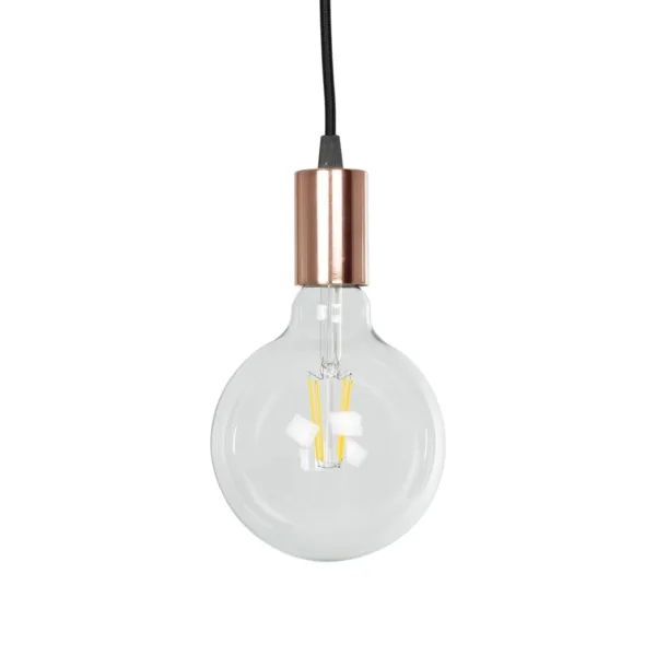 GLOBOSTAR® WHIP 77665 Μοντέρνο DIY Φωτιστικό με Υφασμάτινο Καλώδιο, Ντουί 1 x E27, Διακόπτη On/Off & Πρίζα AC 220-240V IP20 - Μαύρο & Ροζ Χρυσό - Μ140 x Π4 x Υ4cm - Image 3