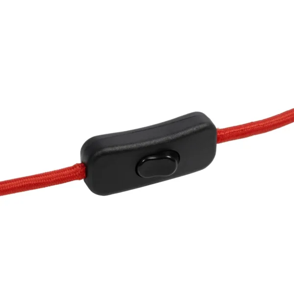 GLOBOSTAR® WHIP 77666 Μοντέρνο DIY Φωτιστικό με Υφασμάτινο Καλώδιο, Ντουί 1 x E27, Διακόπτη On/Off & Πρίζα AC 220-240V IP20 - Κόκκινο & Μαύρο - Μ140 x Π4 x Υ4cm - Image 2