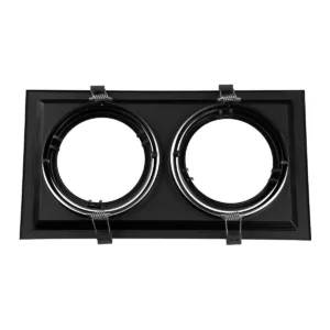 GloboStar® VITA 77855 Χωνευτό Κινούμενο Διπλό Τετράγωνο Σποτ Οροφής για Λάμπα AR111 - IP20 - Χυτό Αλουμίνιο - M33.5 x Π17.5 x Y5.5cm - Μαύρο - 5 Χρόνια Εγγύηση