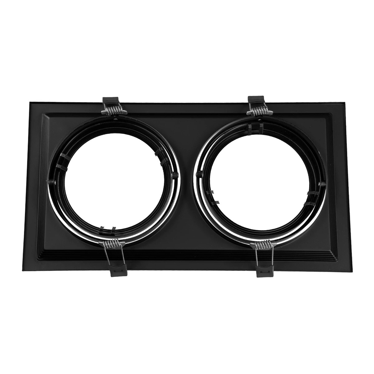 GloboStar® VITA 77855 Χωνευτό Κινούμενο Διπλό Τετράγωνο Σποτ Οροφής για Λάμπα AR111 - IP20 - Χυτό Αλουμίνιο - M33.5 x Π17.5 x Y5.5cm - Μαύρο - 5 Χρόνια Εγγύηση