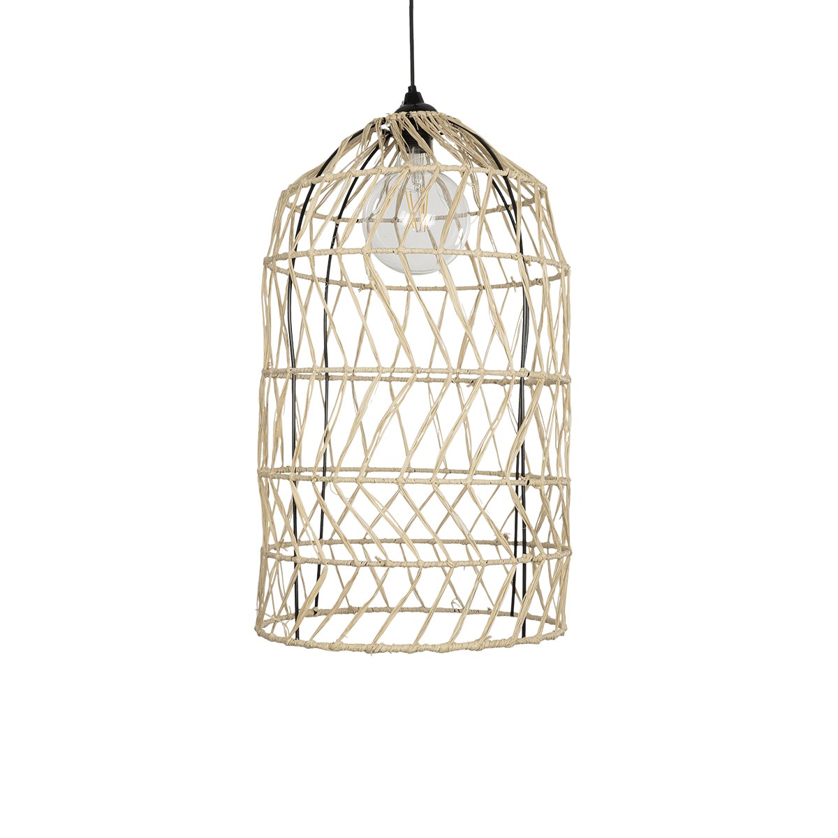 GLOBOSTAR® NETI 205-0025 Boho Κρεμαστό Φωτιστικό Οροφής με Ντουί 1 x E27 AC 220-240V IP20 - Μπεζ - M35 x Π35 x Υ63cm - Image 4