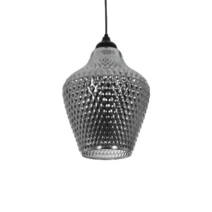 GLOBOSTAR® SKLO 206-0024 Μοντέρνο Κρεμαστό Φωτιστικό Οροφής με Ντουί 1 x E27 AC 220-240V IP20 - Μαύρο Φιμέ - Μ22 x Π22 x Υ31cm