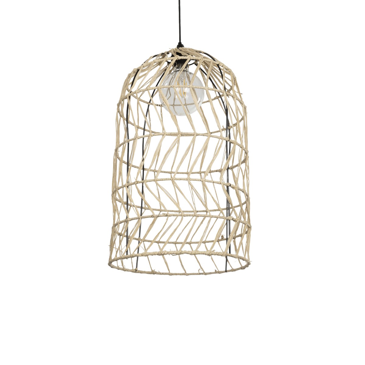 GLOBOSTAR® NETI 205-0025 Boho Κρεμαστό Φωτιστικό Οροφής με Ντουί 1 x E27 AC 220-240V IP20 - Μπεζ - M35 x Π35 x Υ63cm