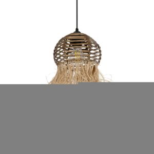 GLOBOSTAR® RIKTA 205-0077 Boho Κρεμαστό Φωτιστικό Οροφής με Ντουί 1 x E27 AC 220-240V IP20 - Μπεζ - M20 x Π20 x Υ30cm