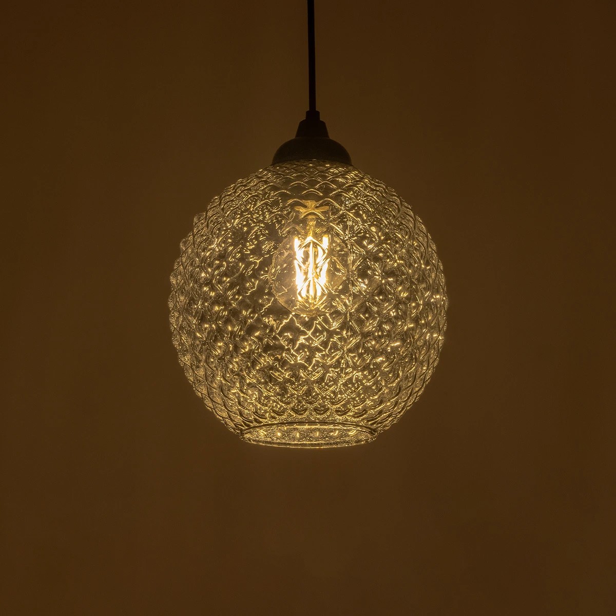 GLOBOSTAR® KEGEL 206-0003 Μοντέρνο Κρεμαστό Φωτιστικό Οροφής με Ντουί 1 x E27 AC 220-240V IP20 - Μαύρο Φιμέ - Μ20 x Π20 x Υ20cm - Image 2