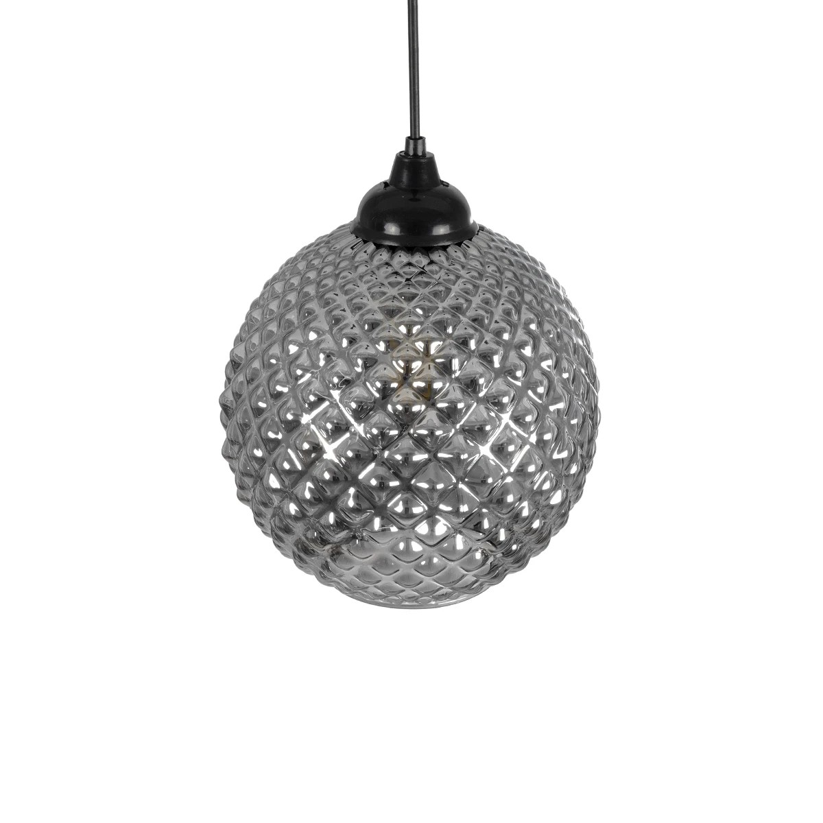 GLOBOSTAR® KEGEL 206-0003 Μοντέρνο Κρεμαστό Φωτιστικό Οροφής με Ντουί 1 x E27 AC 220-240V IP20 - Μαύρο Φιμέ - Μ20 x Π20 x Υ20cm - Image 6