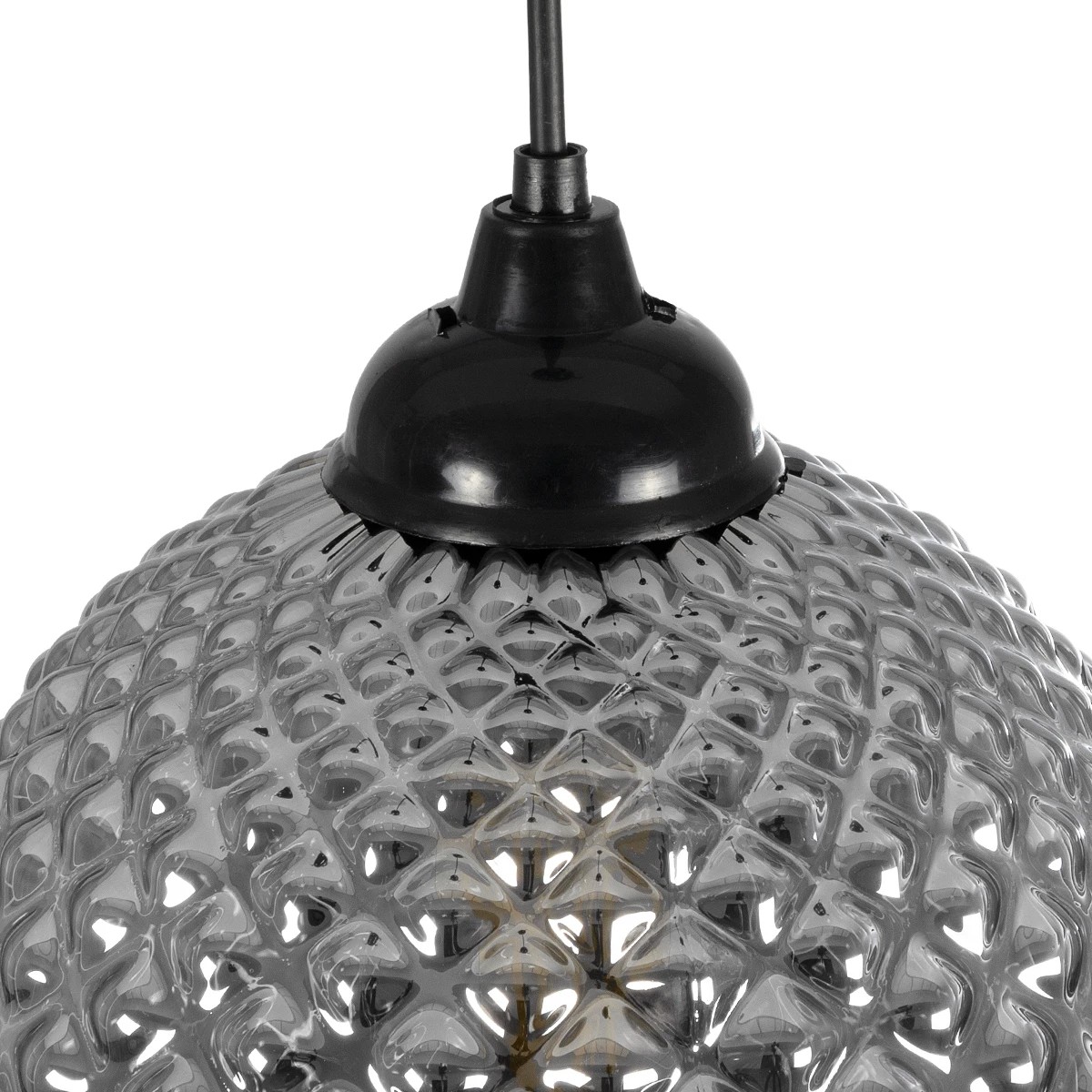 GLOBOSTAR® KEGEL 206-0003 Μοντέρνο Κρεμαστό Φωτιστικό Οροφής με Ντουί 1 x E27 AC 220-240V IP20 - Μαύρο Φιμέ - Μ20 x Π20 x Υ20cm - Image 8