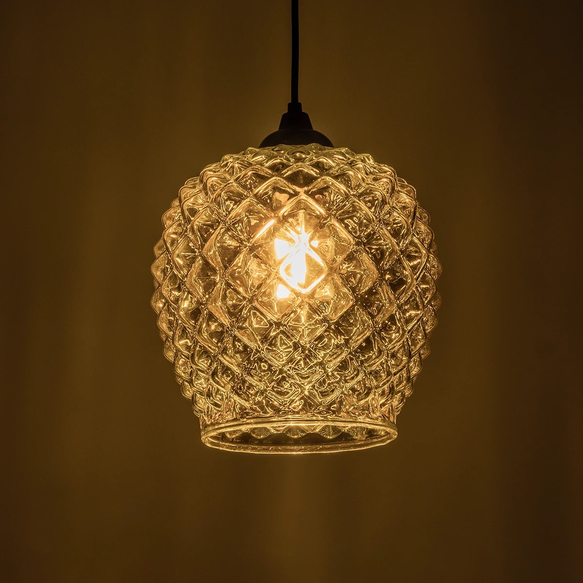 GLOBOSTAR® KEGEL 206-0006 Μοντέρνο Κρεμαστό Φωτιστικό Οροφής με Ντουί 1 x E27 AC 220-240V IP20 - Μαύρο Φιμέ - Μ19 x Π19 x Υ19cm - Image 2