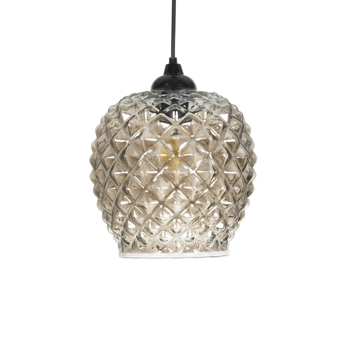 GLOBOSTAR® KEGEL 206-0006 Μοντέρνο Κρεμαστό Φωτιστικό Οροφής με Ντουί 1 x E27 AC 220-240V IP20 - Μαύρο Φιμέ - Μ19 x Π19 x Υ19cm - Image 4