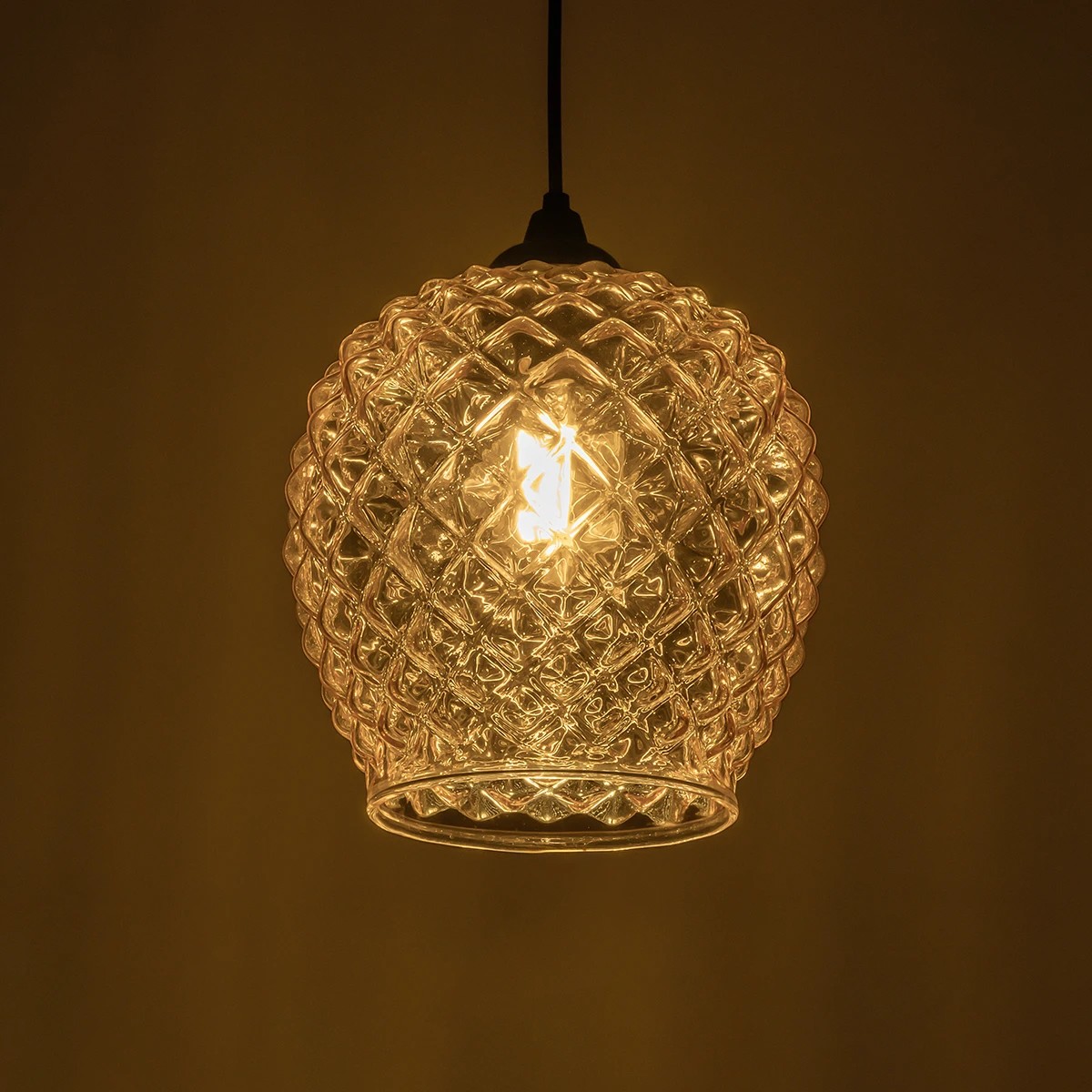 GLOBOSTAR® KEGEL 206-0007 Μοντέρνο Κρεμαστό Φωτιστικό Οροφής με Ντουί 1 x E27 AC 220-240V IP20 - Μελί - Μ19 x Π19 x Υ19cm - Image 2