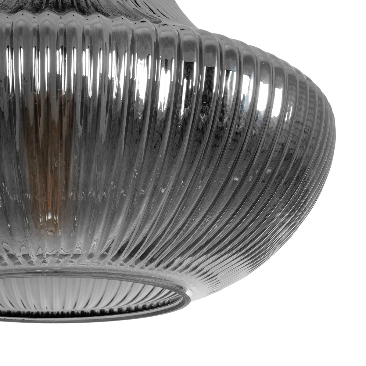 GLOBOSTAR® VERRE 206-0021 Μοντέρνο Κρεμαστό Φωτιστικό Οροφής με Ντουί 1 x E27 AC 220-240V IP20 - Μαύρο Φιμέ - Μ38 x Π38 x Υ34cm - Image 7