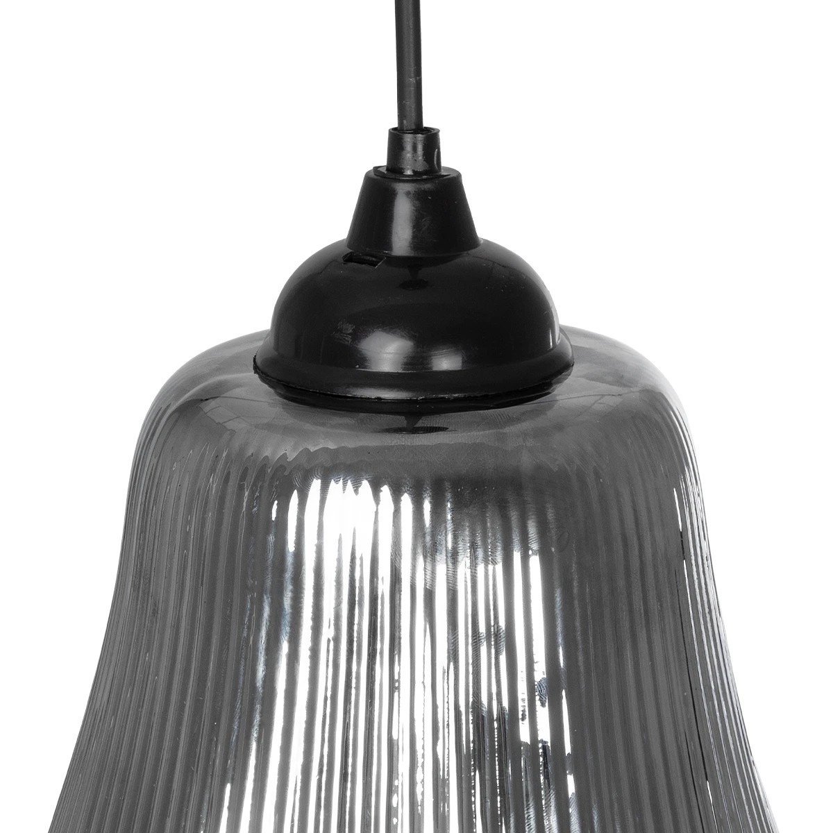 GLOBOSTAR® VERRE 206-0021 Μοντέρνο Κρεμαστό Φωτιστικό Οροφής με Ντουί 1 x E27 AC 220-240V IP20 - Μαύρο Φιμέ - Μ38 x Π38 x Υ34cm - Image 9