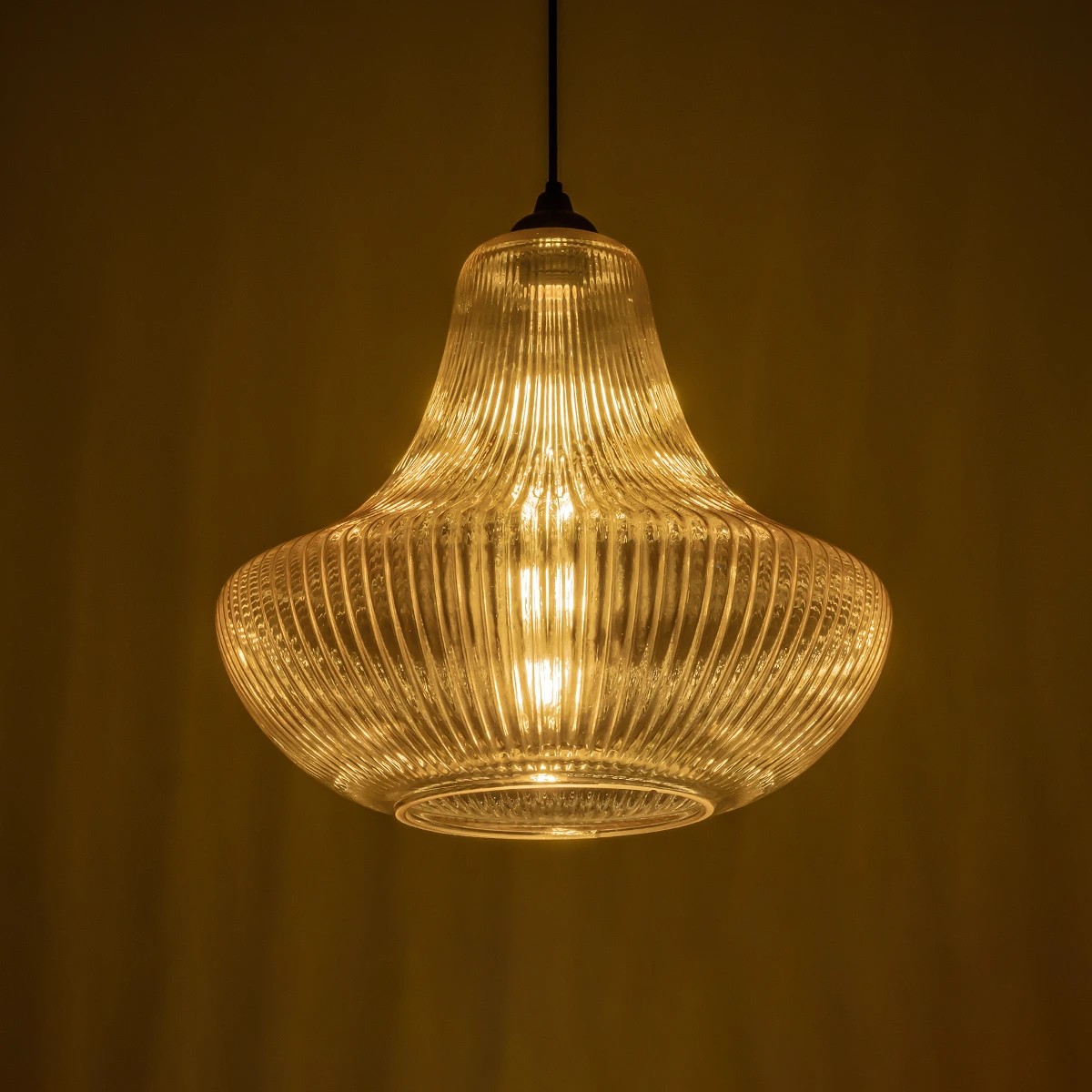 GLOBOSTAR® VERRE 206-0022 Μοντέρνο Κρεμαστό Φωτιστικό Οροφής με Ντουί 1 x E27 AC 220-240V IP20 - Mελί - Μ38 x Π38 x Υ34cm - Image 2