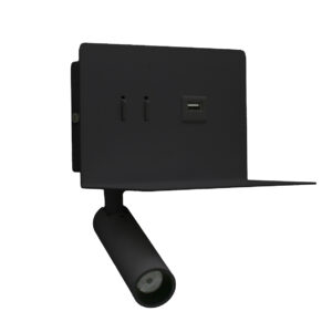 LED ΑΠΛΙΚΑ & ΣΠΟΤ ΤΟΙΧΟΥ ΟΡΘΟΓΩΝΙΑ 6W ΜΑΥΡΗ ΜΕ ΘΥΡΑ USB