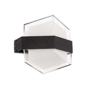 GLOBOSTAR® EMPIRE 60781 Μοντέρνο Φωτιστικό Τοίχου - Απλίκα LED 12W 1200lm 120° AC 220-240V Αδιάβροχο IP65 Θερμό Λευκό 2700K - Bridgelux SMD Chip & TÜV SÜD Driver - Μαύρο Ματ - Μ18.5 x Π17 x Υ10cm - 3 Χρόνια Εγγύηση