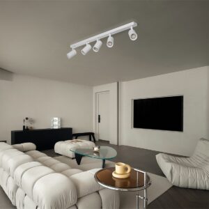 kelvo® SPOTA KLV-101-0143 Κινούμενο Φωτιστικό Σποτ Οροφής για 5 Λάμπες MR16 με Ντουί GU10 AC 220-240V IP20 - Λευκό Ματ - Μ79.5 x Π6.3 x Υ14cm