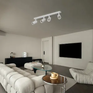 kelvo® SPOTA KLV-101-0141 Κινούμενο Φωτιστικό Σποτ Οροφής για 4 Λάμπες MR16 με Ντουί GU10 AC 220-240V IP20 - Λευκό Ματ - Μ64 x Π6 x Υ14cm