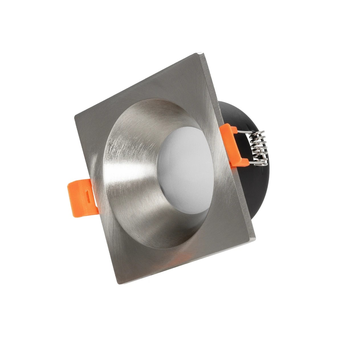 kelvo® EPSILON KLV-101-0049 Χωνευτό Φωτιστικό Downlight Σποτ Μπάνιου για Λάμπα MR16 με Ντουί GU10 AC 220-240V Αδιάβροχο IP65 - Νίκελ Βούρτσας - Μ8.5 x Π8.5 x Υ4.4cm / Q7.5cm x 7.5cm