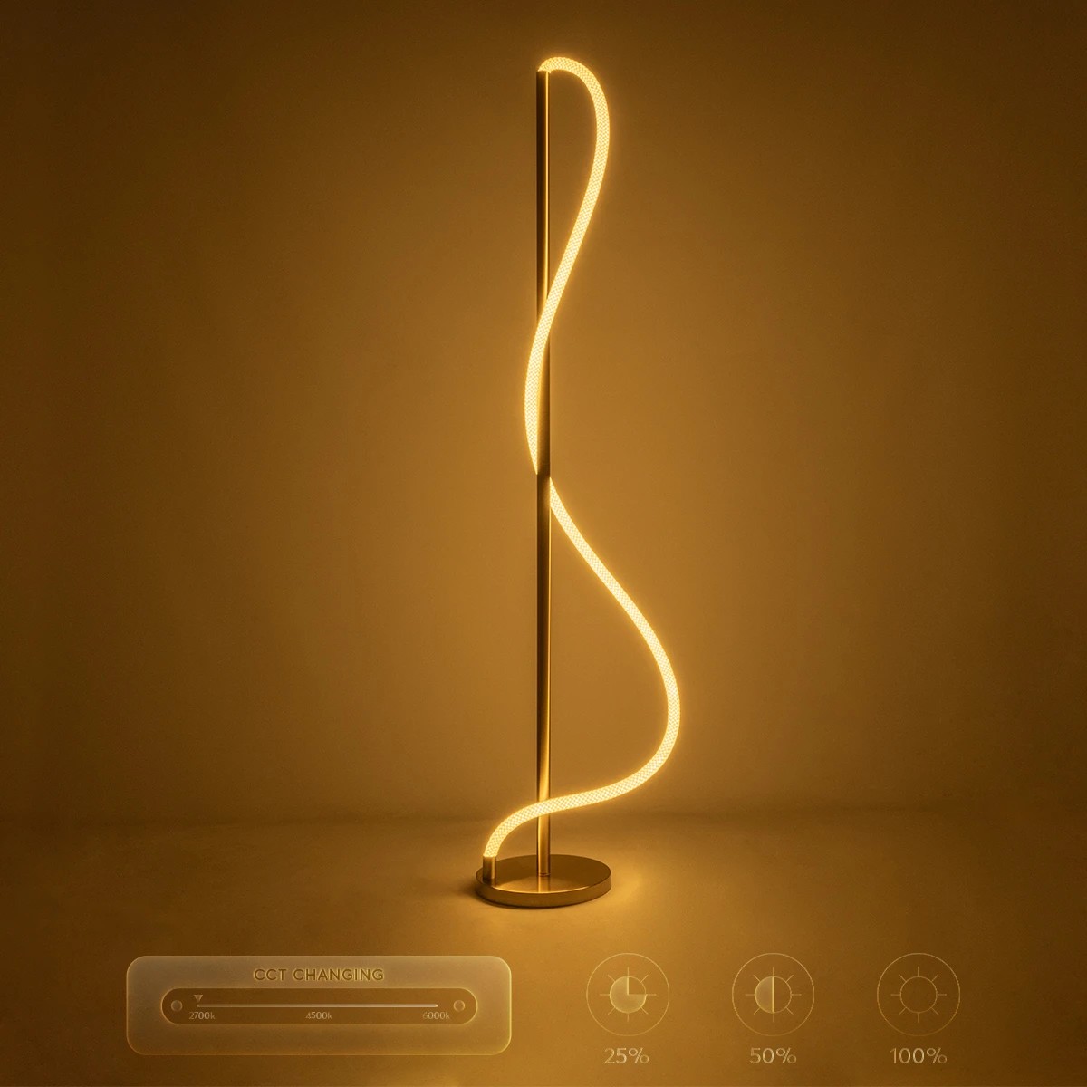 kelvo® GLOW KLV-101-0173 Επιδαπέδιο Φωτιστικό LED 30W 3000lm 360° AC 220-240V IP20 Ρυθμιζόμενο Λευκό CCT με Αφή 2700K/4500K/6000K Dimmable - Lumileds SMD Chip - Χρυσό Πλατίνα - Μ45 x Π45 x Υ160cm - 3 Χρόνια Εγγύηση - Image 12