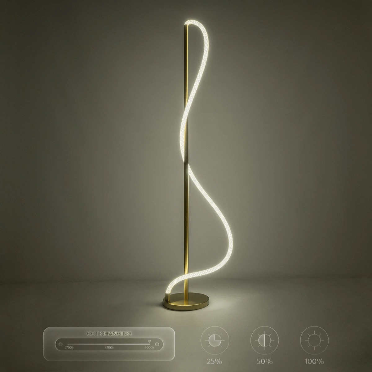 kelvo® GLOW KLV-101-0173 Επιδαπέδιο Φωτιστικό LED 30W 3000lm 360° AC 220-240V IP20 Ρυθμιζόμενο Λευκό CCT με Αφή 2700K/4500K/6000K Dimmable - Lumileds SMD Chip - Χρυσό Πλατίνα - Μ45 x Π45 x Υ160cm - 3 Χρόνια Εγγύηση - Image 14