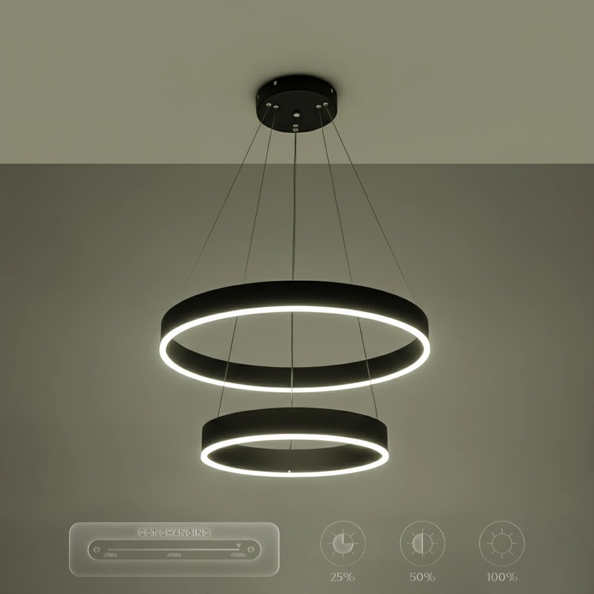 kelvo® VENOM KLV-101-0196-V2 Κρεμαστό Φωτιστικό Οροφής LED 75W 7500lm 120° AC 220-240V IP20 Ρυθμιζόμενο Λευκό CCT με Χειριστήριο από 2700K έως 6000K Dimmable - Lumileds SMD Chip - Μαύρο Ματ - Μ60 x Π60 x Υ40cm - 3 Χρόνια Εγγύηση - Image 14