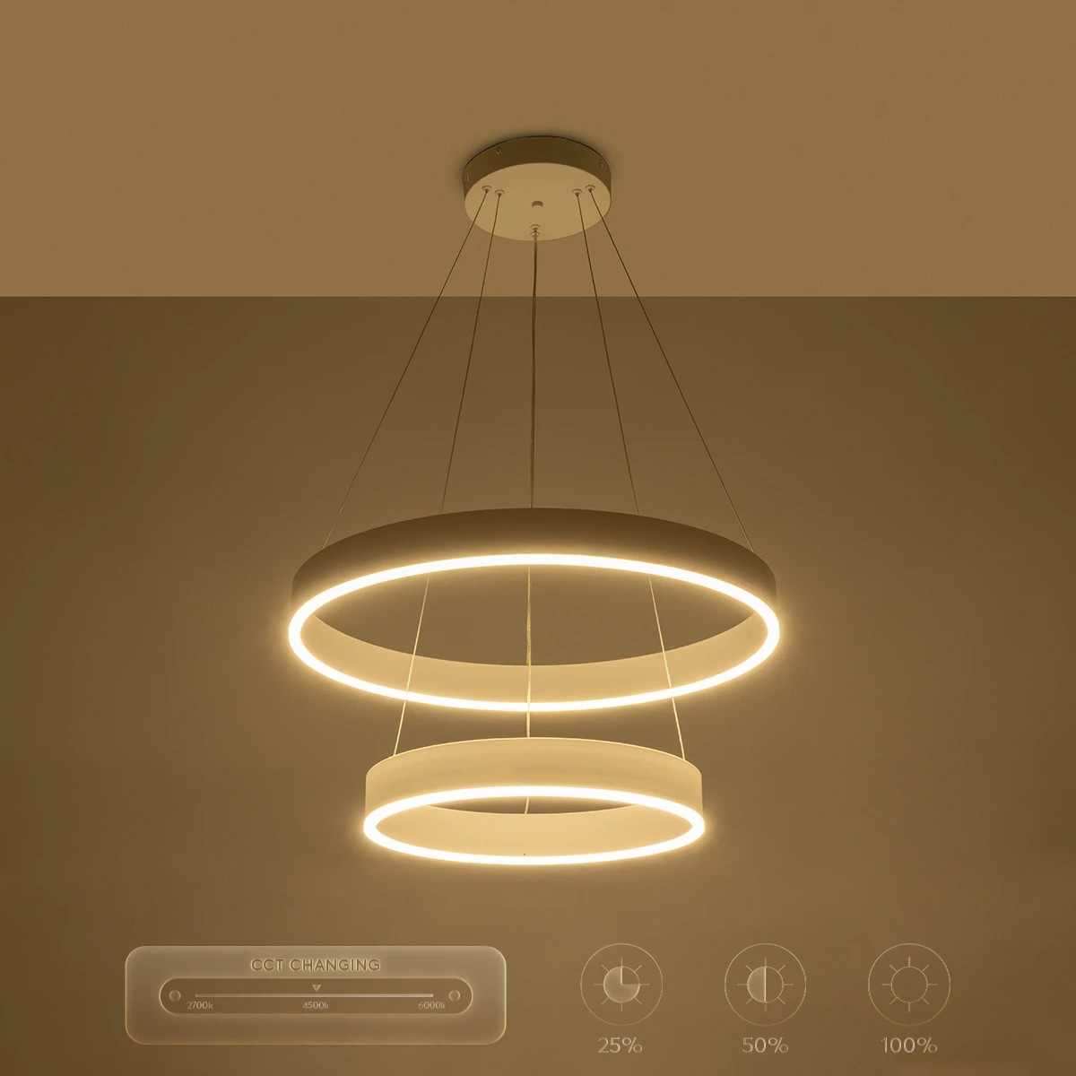 kelvo® VENOM KLV-101-0197-V2 Κρεμαστό Φωτιστικό Οροφής LED 75W 7500lm 120° AC 220-240V IP20 Ρυθμιζόμενο Λευκό CCT με Χειριστήριο από 2700K έως 6000K Dimmable - Lumileds SMD Chip - Λευκό Ματ - Μ60 x Π60 x Υ40cm - 3 Χρόνια Εγγύηση - Image 13