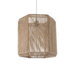 GloboStar® CAYMAN 00519 Boho Κρεμαστό Φωτιστικό Πλέγμα Μονόφωτο 1 x E27 IP20 Μπεζ Σχοινί - Μ40 x Π40 x Υ40cm
