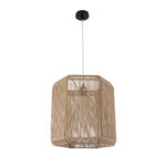 GloboStar® CAYMAN 00519 Boho Κρεμαστό Φωτιστικό Πλέγμα Μονόφωτο 1 x E27 IP20 Μπεζ Σχοινί - Μ40 x Π40 x Υ40cm - Image 3