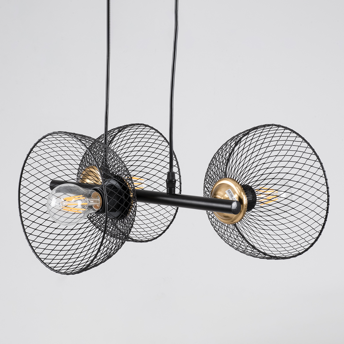 GloboStar® VERONA 00586 Μοντέρνο Κρεμαστό Φωτιστικό Ράγα Τρίφωτο 3 x E27 IP20 Μαύρο & Χρυσό Μέταλλο - Μ50 x Π28 x Υ20cm - Image 5