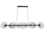 GloboStar® VERONA 00588 Μοντέρνο Κρεμαστό Φωτιστικό Ράγα Πολύφωτο 9 x E27 Μαύρο & Χρυσό Μέταλλο - Μ140 x Π28 x Υ20cm - Image 3