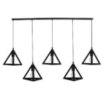 GloboStar® TRIANGLE 00608 Μοντέρνο Κρεμαστό Φωτιστικό Ράγα Πολύφωτο 5 x E27 IP20 Μαύρο Μέταλλο - Μ170 x Π22 x Y130cm - Image 2