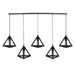 GloboStar® TRIANGLE 00608 Μοντέρνο Κρεμαστό Φωτιστικό Ράγα Πολύφωτο 5 x E27 IP20 Μαύρο Μέταλλο - Μ170 x Π22 x Y130cm - Image 3
