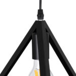 GloboStar® TRIANGLE 00608 Μοντέρνο Κρεμαστό Φωτιστικό Ράγα Πολύφωτο 5 x E27 IP20 Μαύρο Μέταλλο - Μ170 x Π22 x Y130cm - Image 5