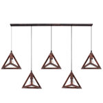 GloboStar® TRIANGLE 00609 Μοντέρνο Κρεμαστό Φωτιστικό Ράγα Πολύφωτο 5 x E27 IP20 Χάλκινο Μέταλλο - Μ170 x Π22 x Y130cm