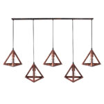 GloboStar® TRIANGLE 00609 Μοντέρνο Κρεμαστό Φωτιστικό Ράγα Πολύφωτο 5 x E27 IP20 Χάλκινο Μέταλλο - Μ170 x Π22 x Y130cm - Image 3